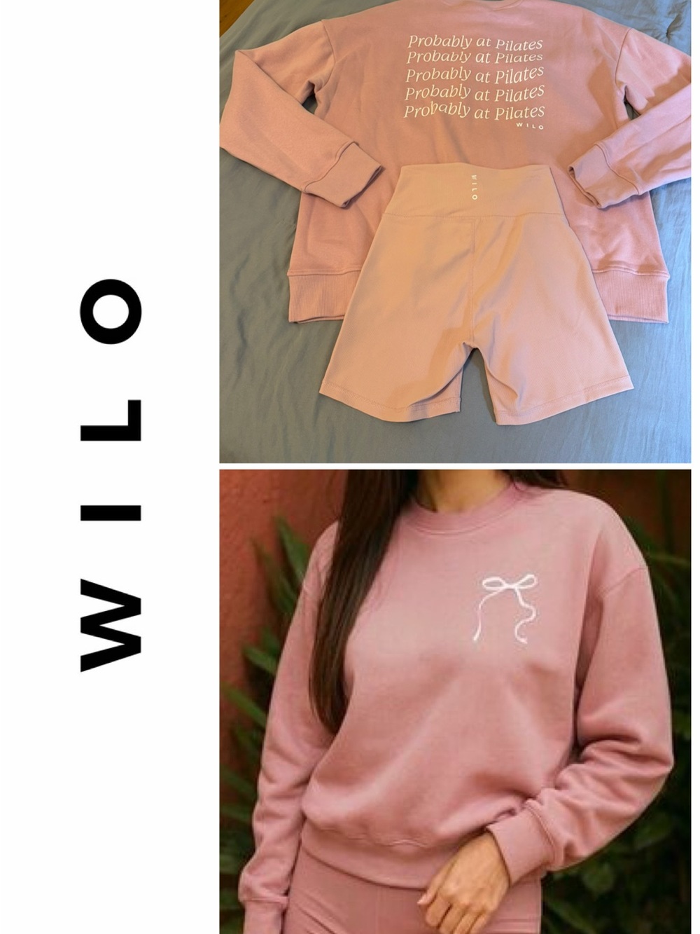 BNWT Viral Wilo The Label Pilates Bow Sweatshirt & Shorts Set